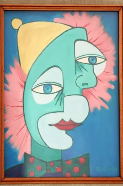 Pamono The Two Faces Painting by Michel Guérin in the style of Picasso><noscript><img width=