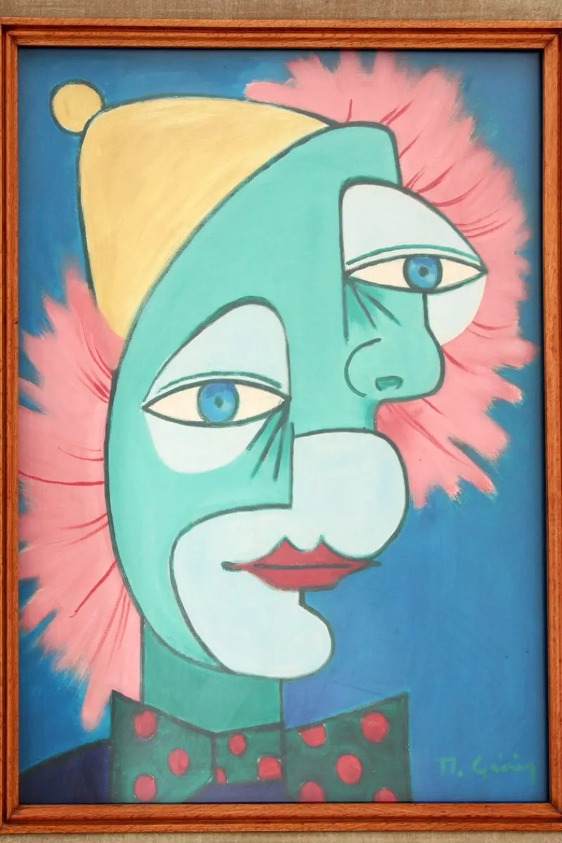 Pamono The Two Faces Painting by Michel Guérin in the style of Picasso> Abstraction