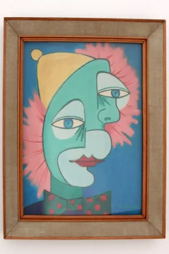 Pamono The Two Faces Painting by Michel Guérin in the style of Picasso><noscript><img width=