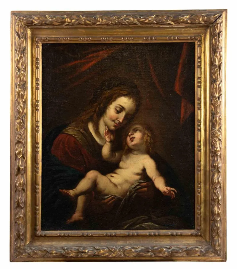 Hot Pamono Theodor Mathon, Virgin with Child, Original Painting, 17th Century