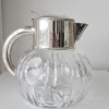 Pamono Thick Crystal and Silver Carafe from Val-Saint-Lambert, 1930s> Bottles, Carafes & Jugs