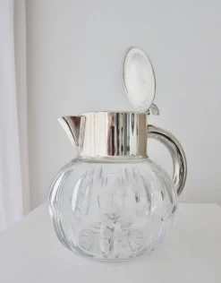 Pamono Thick Crystal and Silver Carafe from Val-Saint-Lambert, 1930s><noscript><img width=