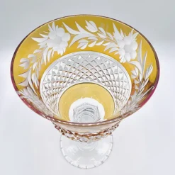 Pamono Thick Stem Cut and Etched Crystal Wine Goblets, Bohemia, 1950s, Set of 5><noscript><img width=