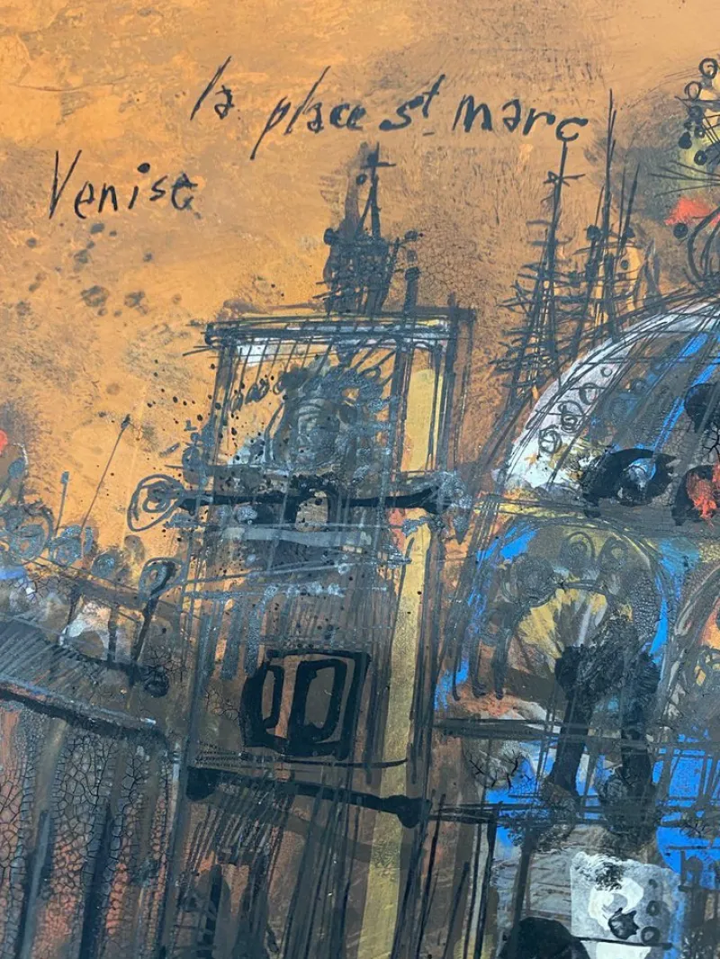 Pamono Théo Tobiasse, Venice. St. Mark's Square, Gouache on Paper