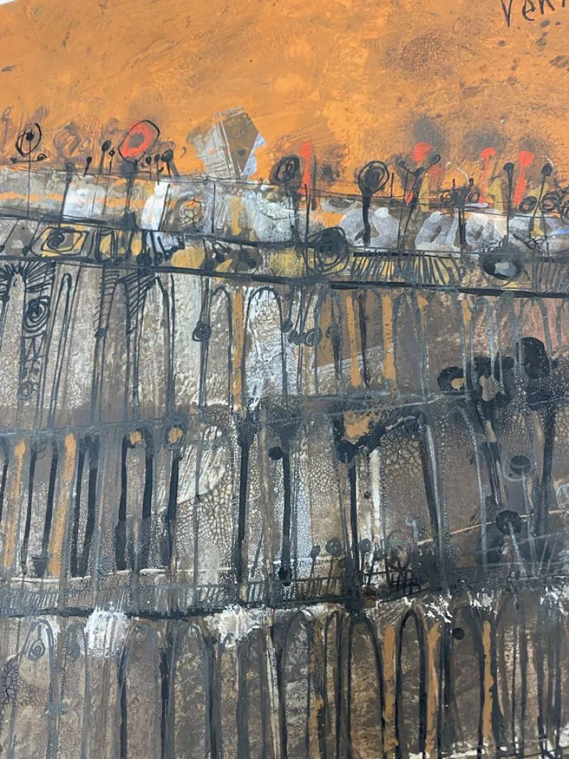 Pamono Théo Tobiasse, Venice. St. Mark's Square, Gouache on Paper