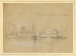 Pamono Thomas Hosmer Shepherd, Custom House, Early 19th Century, Graphite Drawing><noscript><img width=