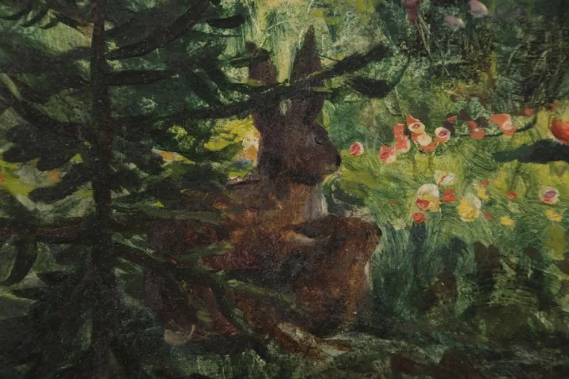 Hot Pamono Thomas Riss, Forest Devotion, 1910, Oil Painting, Framed
