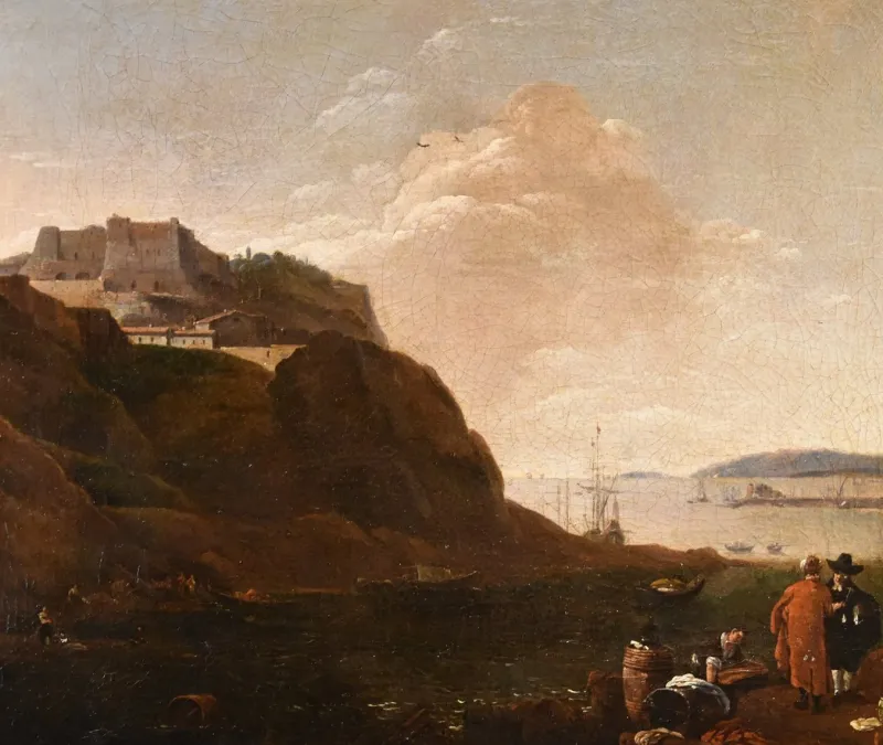 Clearance Pamono Thomas Wyck, View of Mediterranean Landscape, 1660, Oil on Canvas