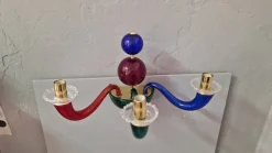 Pamono Three-Arm Wall Light in Transparent Colored Blown Glass by Gio Ponti for Venini, 1970s><noscript><img width=