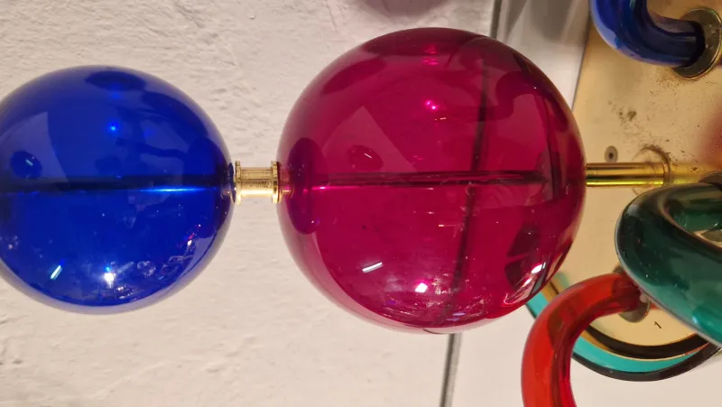 Pamono Three-Arm Wall Light in Transparent Colored Blown Glass by Gio Ponti for Venini, 1970s> Wall Lights & Sconces