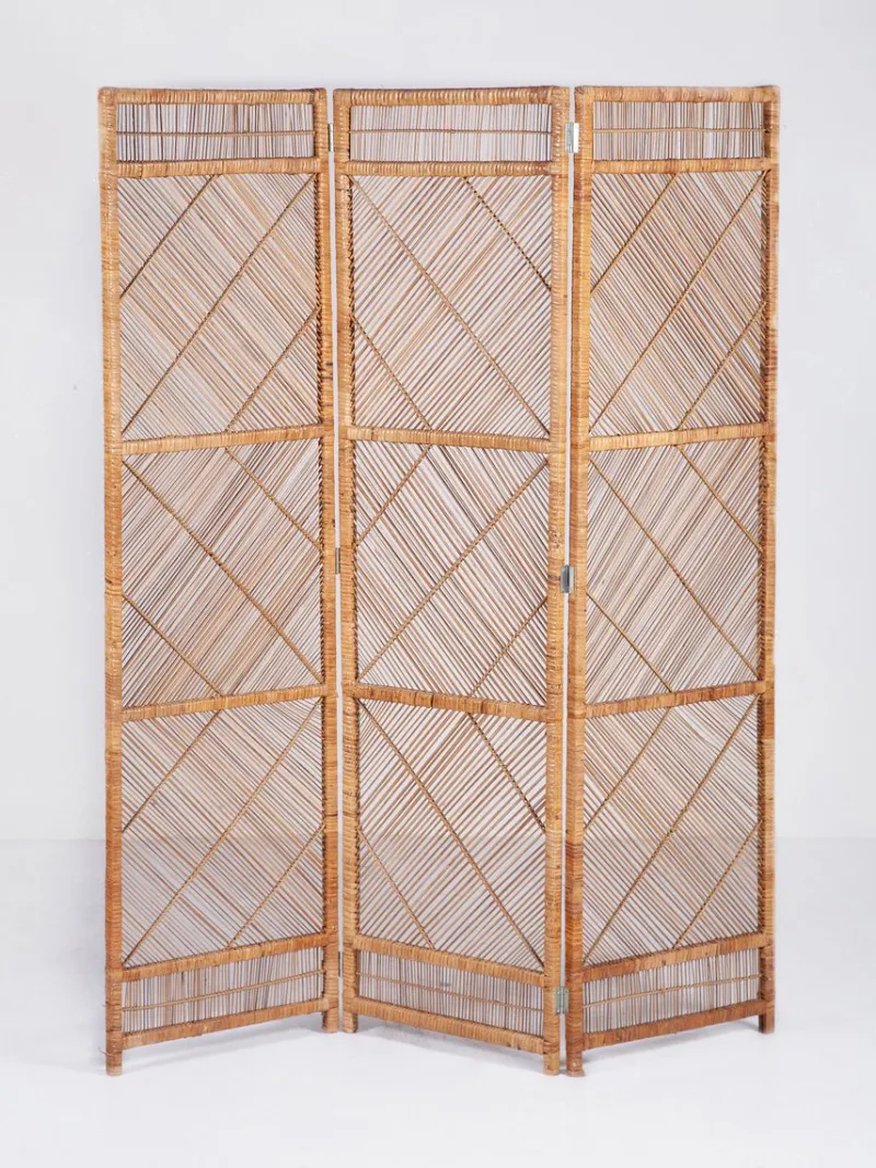 Pamono Three-Panel Rattan Room Divider, 1960s> Room Dividers & Screens