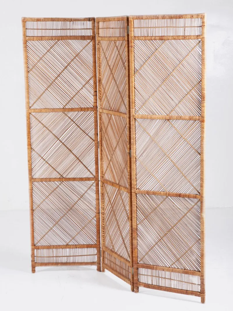 Pamono Three-Panel Rattan Room Divider, 1960s> Room Dividers & Screens