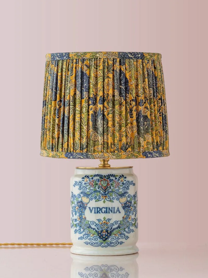 Clearance Pamono Tichelaar Makkum Delft Virginia Tobacco Jar Table Lamp, New Silk Lampshade