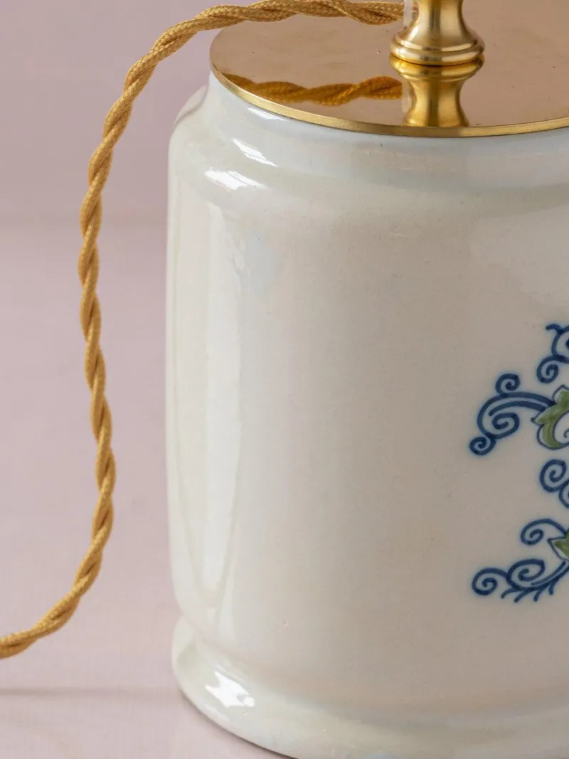 Clearance Pamono Tichelaar Makkum Delft Virginia Tobacco Jar Table Lamp, New Silk Lampshade