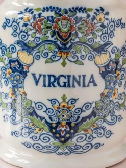 Clearance Pamono Tichelaar Makkum Delft Virginia Tobacco Jar Table Lamp, New Silk Lampshade
