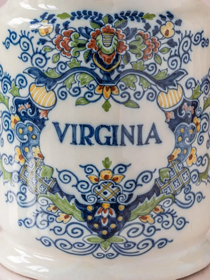 Clearance Pamono Tichelaar Makkum Delft Virginia Tobacco Jar Table Lamp, New Silk Lampshade