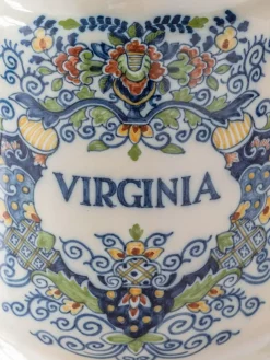 Clearance Pamono Tichelaar Makkum Delft Virginia Tobacco Jar Table Lamp, New Silk Lampshade