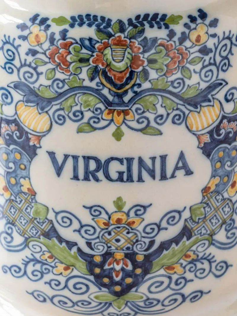 Clearance Pamono Tichelaar Makkum Delft Virginia Tobacco Jar Table Lamp, New Silk Lampshade