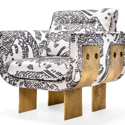 Pamono Tiger Velvet Lounge Chair with Cast Brass Legs by Egg Designs><noscript><img width=