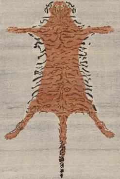 Pamono Tiger-Skin Rug in Beige from R&K Principal Jahanshah Nazmiyal> Carpets & Textiles|Carpets & Textiles