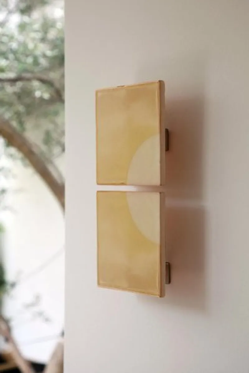 Online Pamono Tiles Moon Yellow Ceramic Decorative Wall Lamp by Violaine d'Harcourt