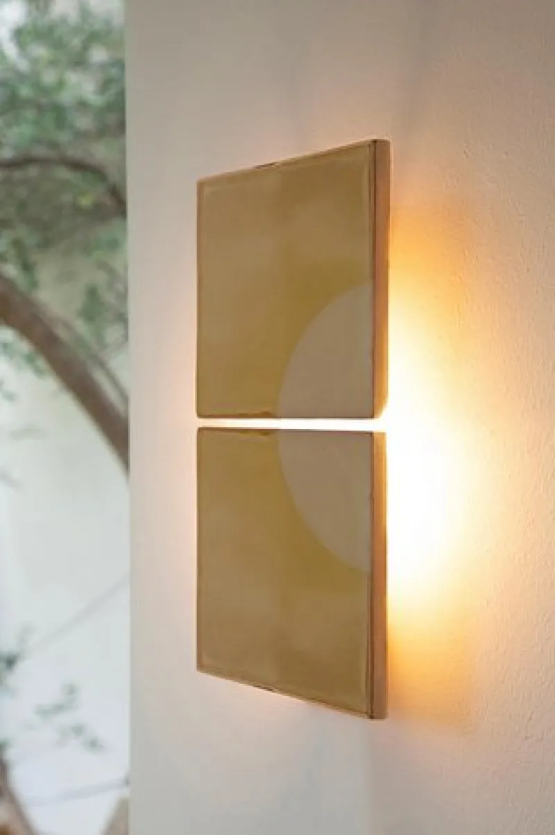 Online Pamono Tiles Moon Yellow Ceramic Decorative Wall Lamp by Violaine d'Harcourt