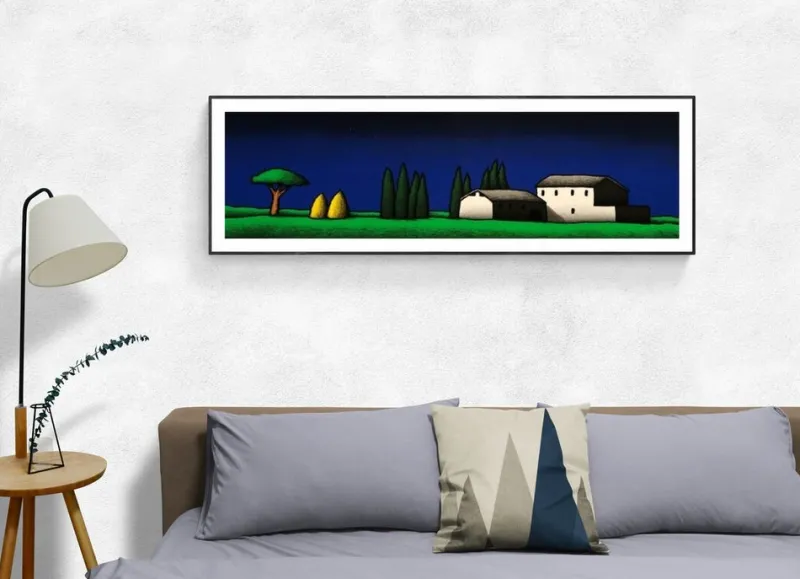 Pamono Tino Stefanoni, Casolari e cipressi I, 1990, Screenprint> Minimalist