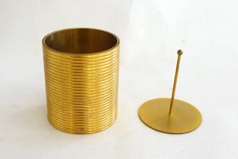 Pamono Tobacco Jar Box in Gilded Brass by Brilux for Dunhill, Switzerland, 1950s> Trunks Crates & Baskets