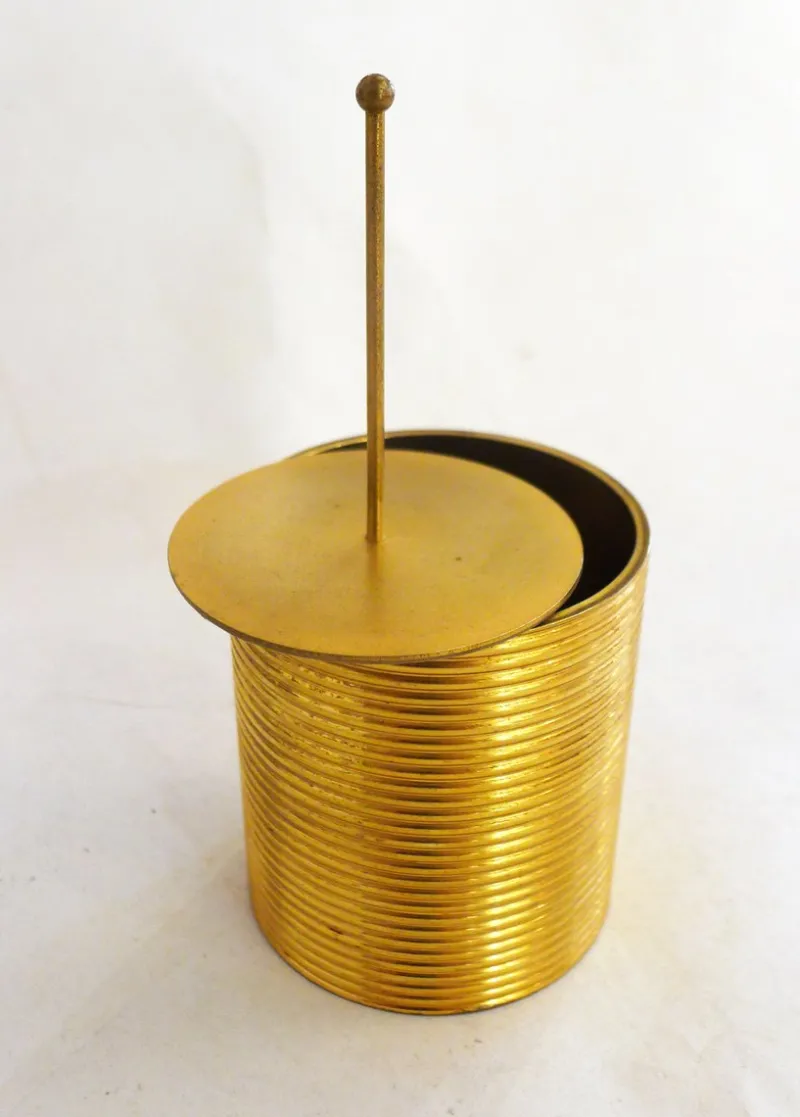 Pamono Tobacco Jar Box in Gilded Brass by Brilux for Dunhill, Switzerland, 1950s> Trunks Crates & Baskets