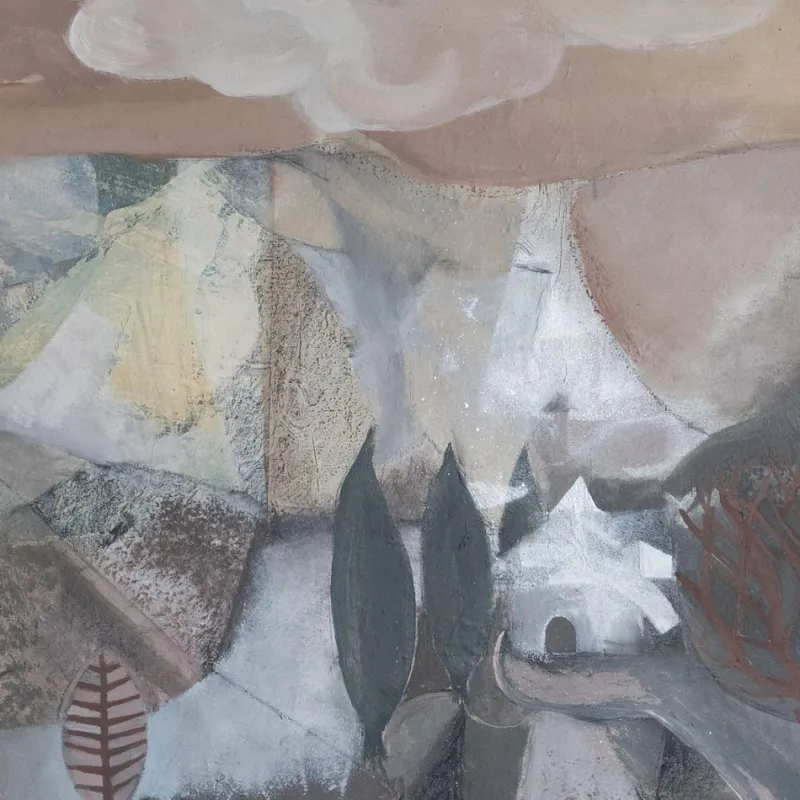 Pamono Tomàs Bel, Catalan Landscape, Mid-20th Century, Original Mixed Media> Abstraction