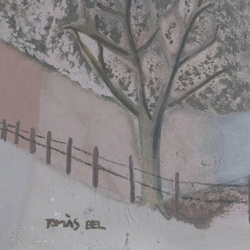 Pamono Tomàs Bel, Catalan Landscape, Mid-20th Century, Original Mixed Media> Abstraction