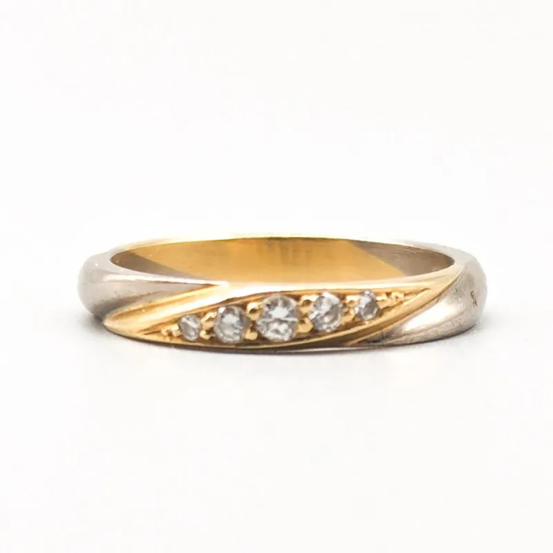 Pamono 2-Tone 18 Karat Gold Ring with Diamonds> Rings