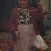 Clearance Pamono Tonino Manna, Femme au Marché, Oil on Canvas, Framed