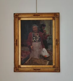 Clearance Pamono Tonino Manna, Femme au Marché, Oil on Canvas, Framed