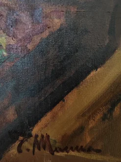 Clearance Pamono Tonino Manna, Femme au Marché, Oil on Canvas, Framed