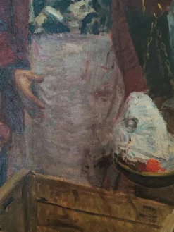 Clearance Pamono Tonino Manna, Femme au Marché, Oil on Canvas, Framed