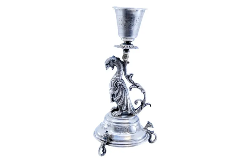 Clearance Pamono Toothpick Holder in the Shape of a Mythical Figure Holding a Chalice and Resting on an Engraved Base with Three Mythological Feet