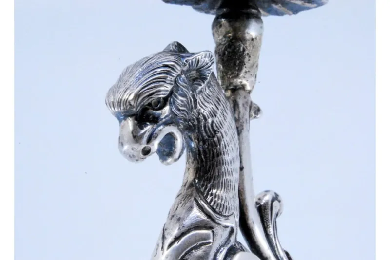 Clearance Pamono Toothpick Holder in the Shape of a Mythical Figure Holding a Chalice and Resting on an Engraved Base with Three Mythological Feet