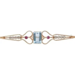 Pamono Topaz, Rubies, Diamonds and Rose Gold Brooch> Brooches