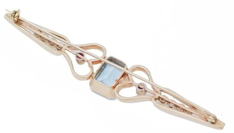 Pamono Topaz, Rubies, Diamonds and Rose Gold Brooch> Brooches