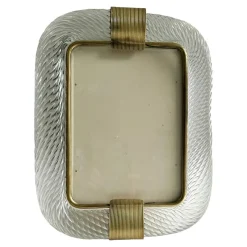 Outlet Pamono Torchon Picture Frame in Murano Glass and Brass by Simoeng