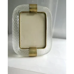 Outlet Pamono Torchon Picture Frame in Murano Glass and Brass by Simoeng