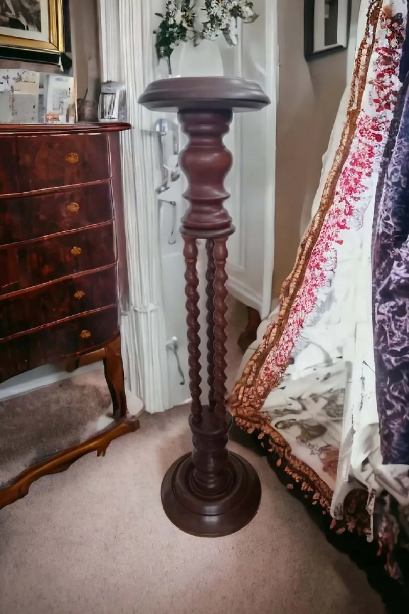Pamono Tortile Spiral Wooden Column, 1950s> Pedestals And Columns