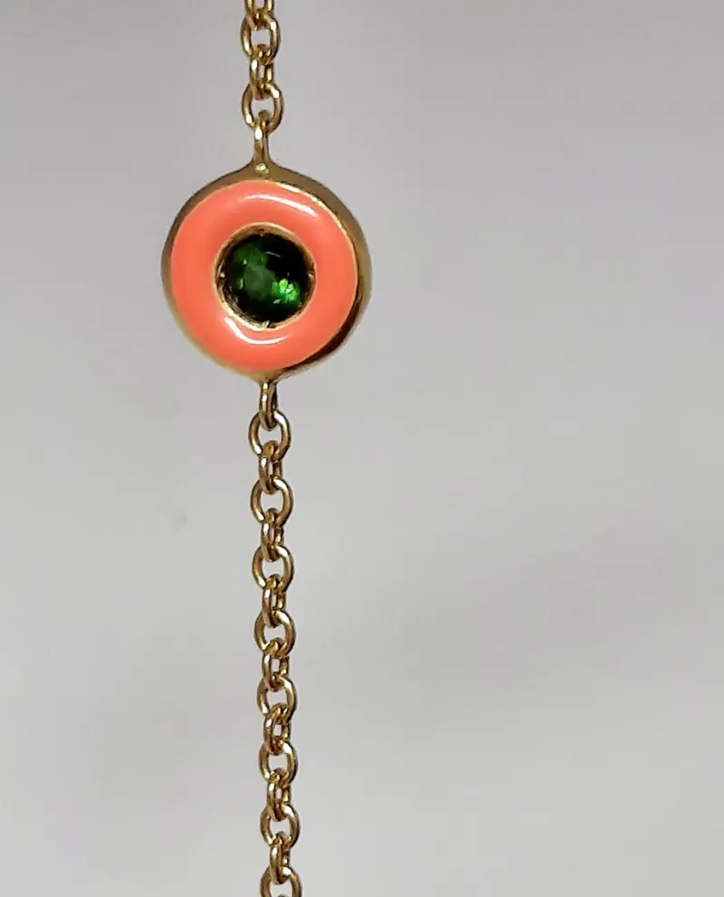 Online Pamono Tourmaline and Gold Chain Bracelet, 2000s