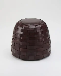 Discount Pamono Trama Pouf in Chocolate-Colored Leather by Viola Tonucci