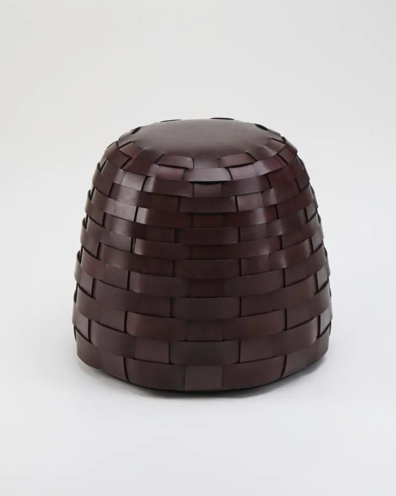 Discount Pamono Trama Pouf in Chocolate-Colored Leather by Viola Tonucci