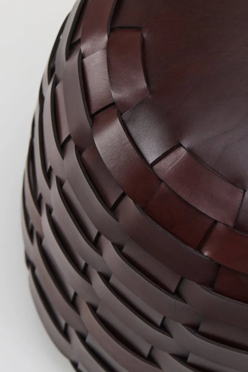 Discount Pamono Trama Pouf in Chocolate-Colored Leather by Viola Tonucci
