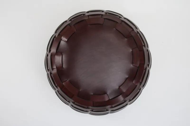 Discount Pamono Trama Pouf in Chocolate-Colored Leather by Viola Tonucci