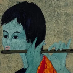 Hot Pamono Tran Long, Flute Player, 20th Century, Acrylic on Paper
