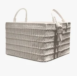 Sale Pamono Trancoso Indochina Croco Woven Leather Basket by Elisa Atheniense Home